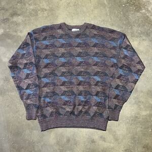 Vintage 90s Zizland Multicolored Geometric Pattern Sweater